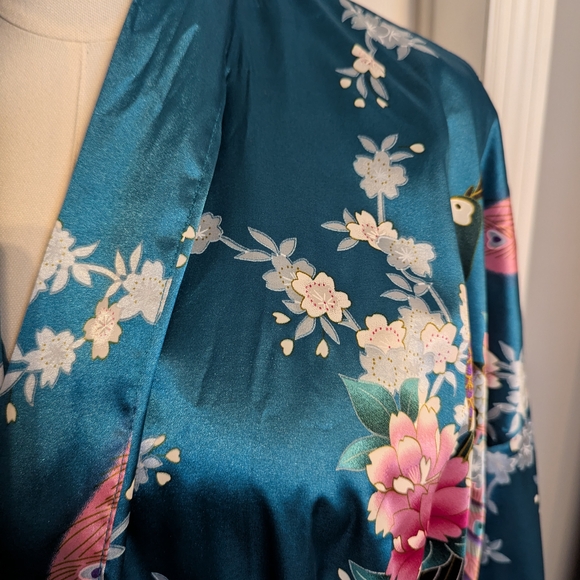 Floral Satin Kimono Robe - Picture 2 of 3